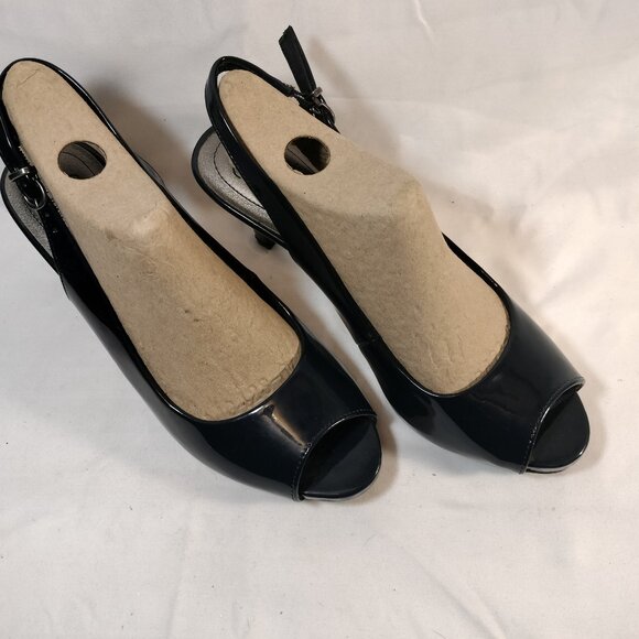 LifeStride Teller Slingback Peep Toe Pumps: Navy - Picture 3 of 10